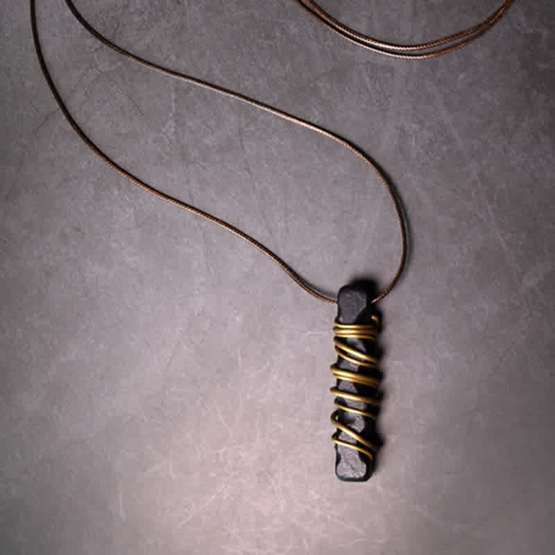 Buddha Stones Tibet Ebony Wood Copper Balance Peace Necklace Pendant Necklaces & Pendants BS 2