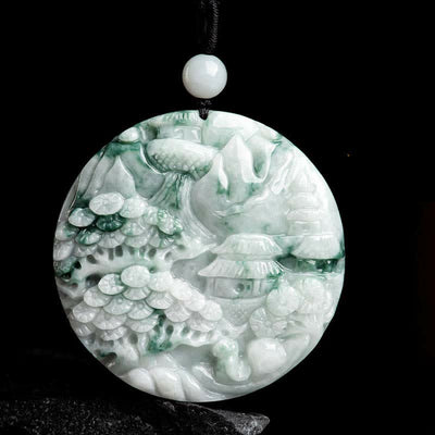 Buddha Stones Mountain Landscape Jade Abundance String Necklace Necklaces & Pendants BS 8
