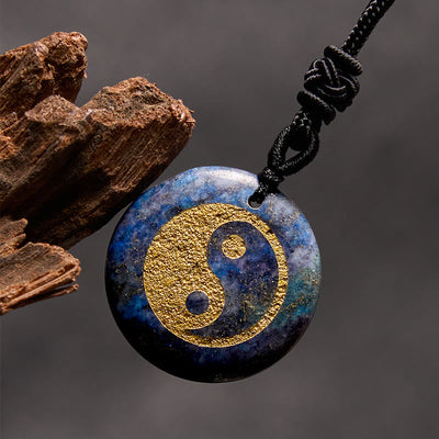 Buddha Stones Various Crystal Amethyst Tiger Eye Green Aventurine Yin Yang Spiritual Necklace Pendant Necklaces & Pendants BS Lazurite