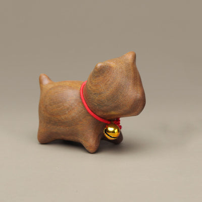 Foviel Green Sandalwood Small Leaf Red Sandalwood Cute Cat Animals Soothing Peace Decoration