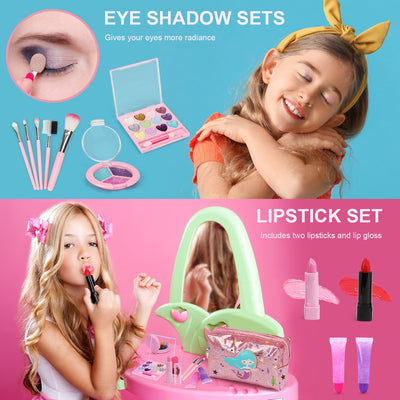 Fidtoy Kit de Maquillaje de Sirena para Niñas con Bolso y Set de Belleza