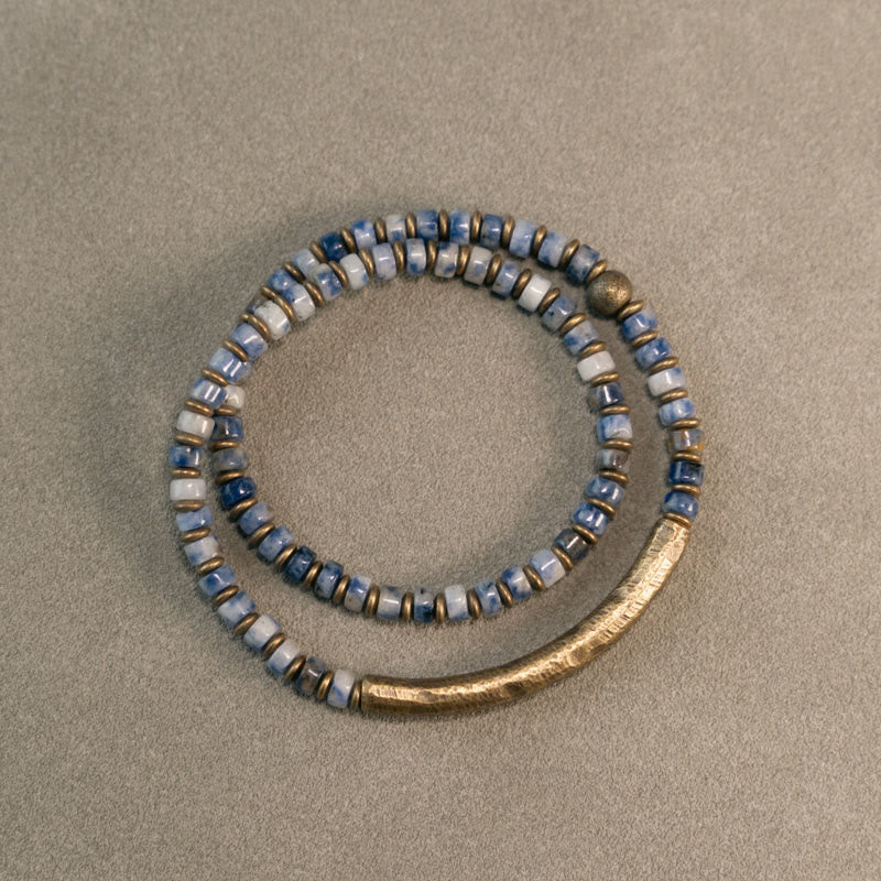 Buddha Stones Sodalite Picture Jasper Green Point Stone Harmony Wisdom Bracelet Bracelet BS Sodalite 18cm fit for Wrist Circumference 17-17.5cm