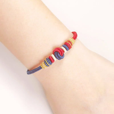 Buddha Stones Two-Color Rope Handcrafted Eight Thread Peace Knot Luck Connection Bracelet Bracelet BS 2