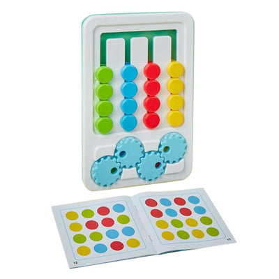 Fidtoy 2in1 Four Color Matching Gear Pattern Logic Game, Plastic Manual Color Matching Gear Puzzle, Spatial Awareness and Numeracy Logic Toy Ages 2-6