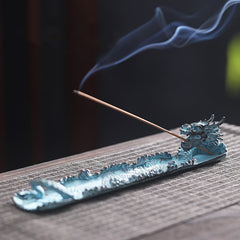 Buddha Stones Auspicious Dragon Strength Alloy Incense Burner Decoration Incense Burner BS 24.5*4.5*3.7cm