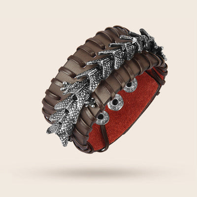 Buddha Stones Dragon Leather Protection Weave Bracelet Bracelet BS 4
