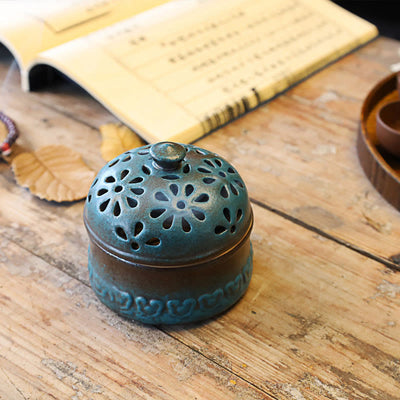 Buddha Stones Mini Hollow Spiritual Meditation Ceramic Small Incense Burner Decoration Incense Burner BS 1