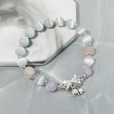 Buddha Stones Cat's Eye Lavender Amethyst Rosette Charm Bracelet Bracelet BS 2