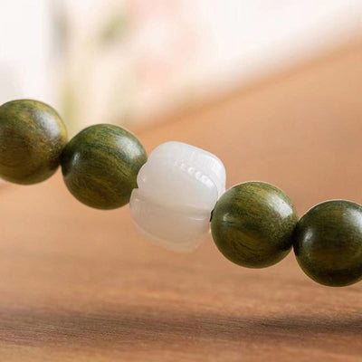 Buddha Stones Natural Green Sandalwood Bodhi Seed Soothing Bracelet Bracelet BS 9