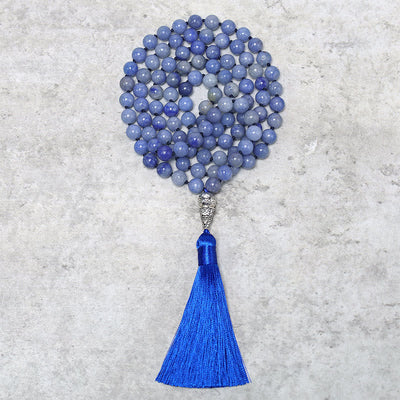 Buddha Stones 108 Mala Blue Aventurine Beads Yoga Meditation Prayer Beads Necklace Bracelet BS main