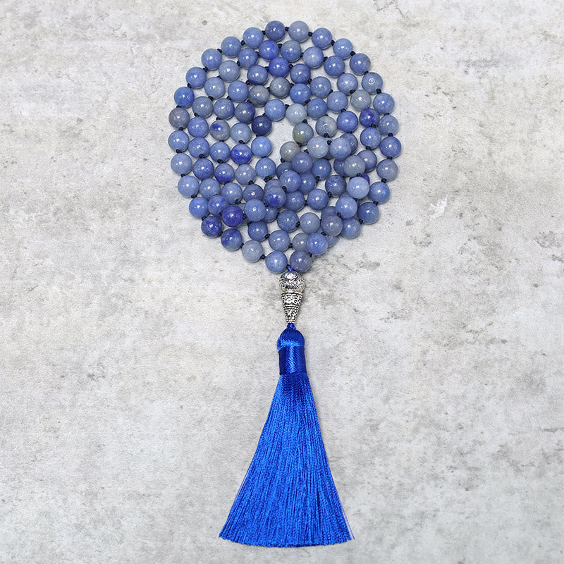 Buddha Stones 108 Mala Blue Aventurine Beads Yoga Meditation Prayer Beads Necklace Bracelet BS main