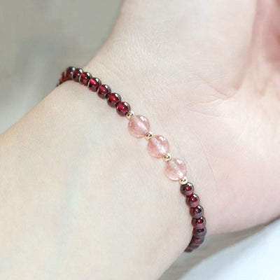 Buddha Stones Natural Garnet Strawberry Quartz Calm Bracelet Bracelet BS 15