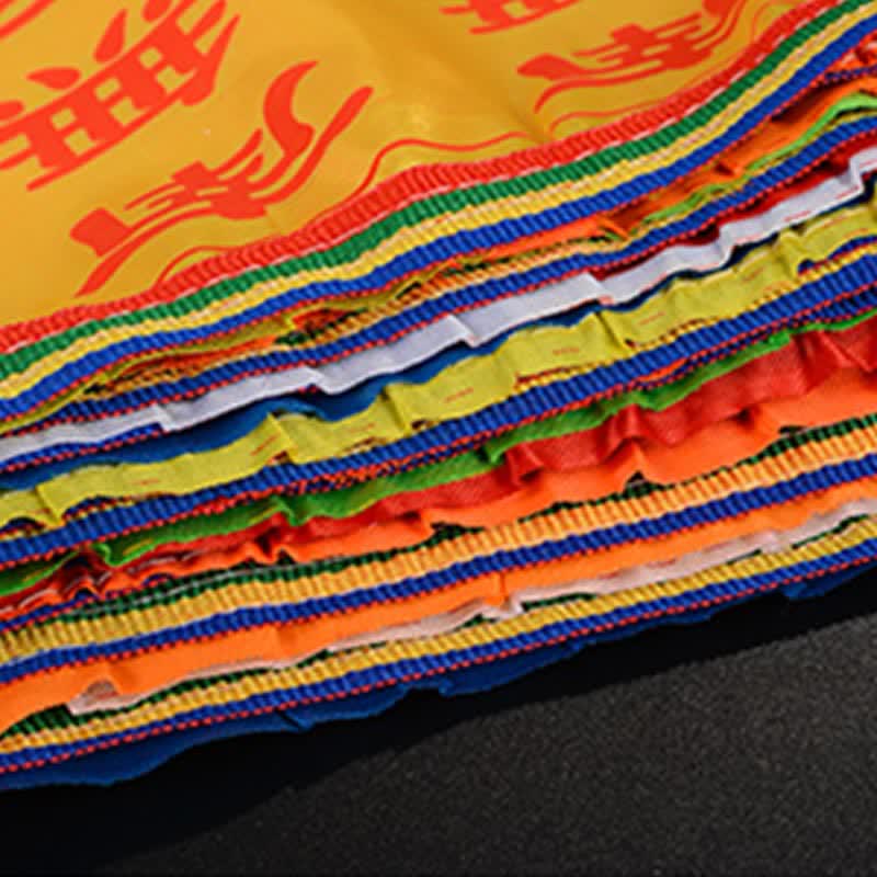 Buddha Stones Tibetan 7 Colors Windhorse Letter Auspicious Lotus Outdoor 21 Pcs Prayer Flag TIBETAN PRAYER FLAGS buddhastoneshop 9