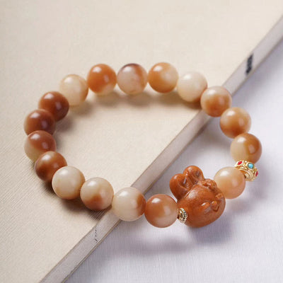 Buddha Stones Natural Bodhi Seed Lovely Rabbit Peace Bracelet Bracelet BS 1