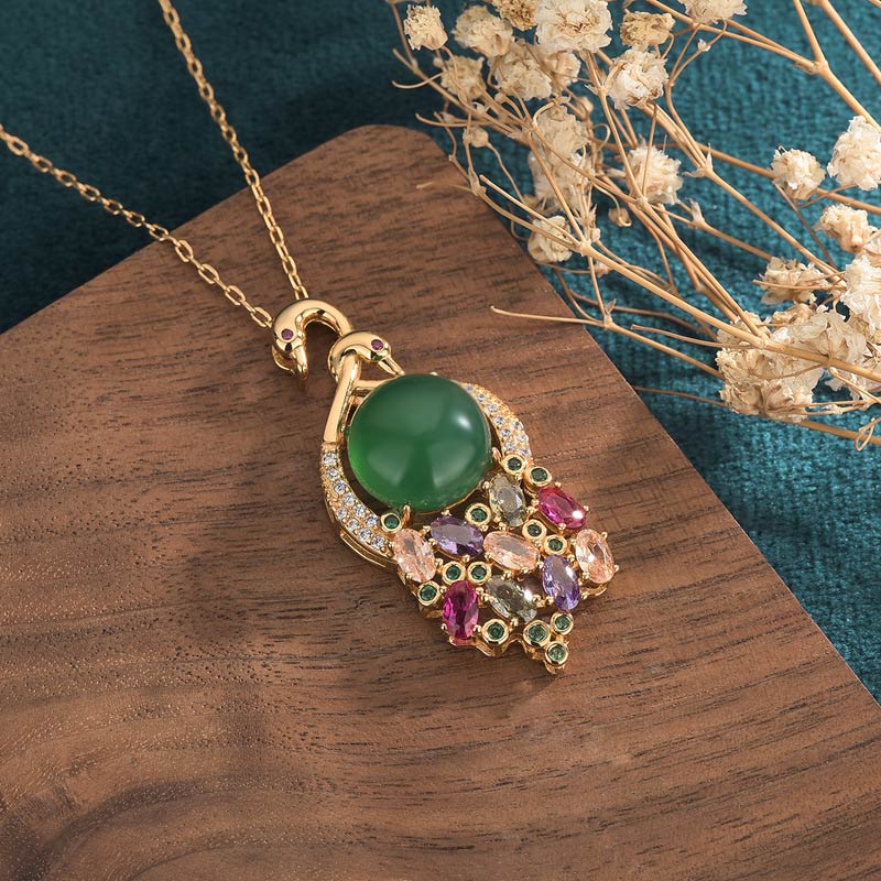 Buddha Stones Cyan Jade Success Necklace Chain Pendant Necklaces & Pendants BS 1