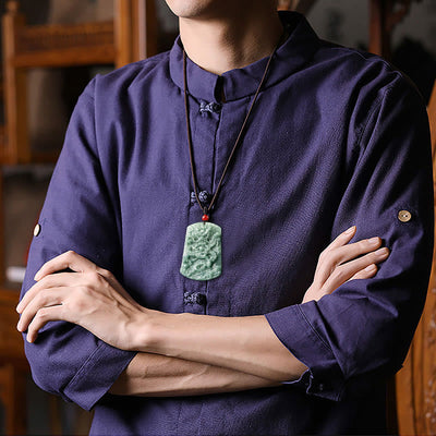 Buddha Stones Natural Jade Chinese Zodiac Dragon Sea Luck String Necklace Pendant Necklaces & Pendants BS 3