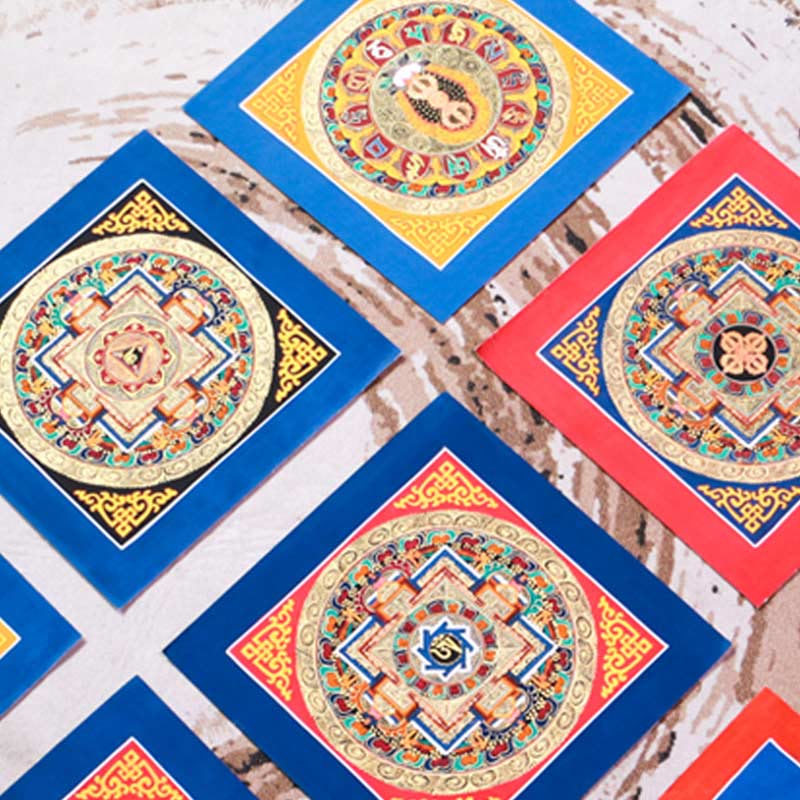 Buddha Stones Tibetan Handmade Thangka Painting Blessing Thangka Blind Box Random Color Pattern Tibetan Thangka BS 12