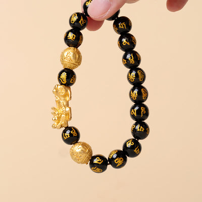 Bracelet Feng Shui PiXiu en obsidienne Foviel pour la richesse