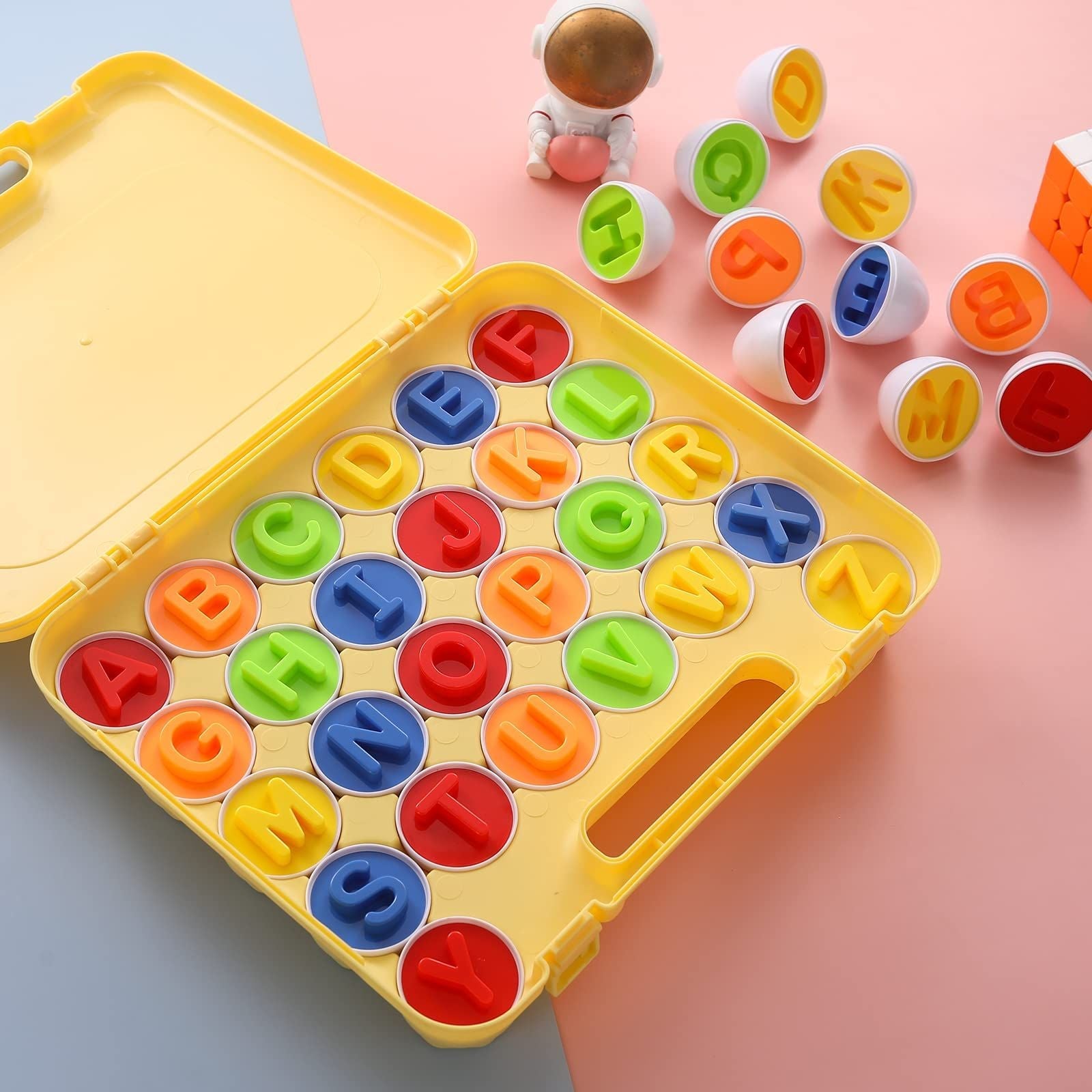 Fidtoy 26 Piece Alphabet Matching Eggs Toy for Toddlers Color Shape Sorting Learning Set Age 18M+