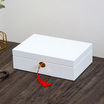Buddha Stones Vintage Wooden Jewelry Box Two-Layer Solid Wood Jewelry Storage Box Jewelry Box BS 28