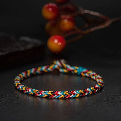 Buddha Stones Tibet Handmade Five Color Thread Protection Braid String Bracelet Bracelet BS 8