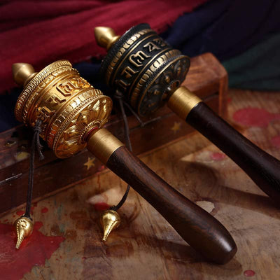 Buddha Stones Tibetan Prayer Wheel Six True Words Copper Meditation Decoration Decorations BS main