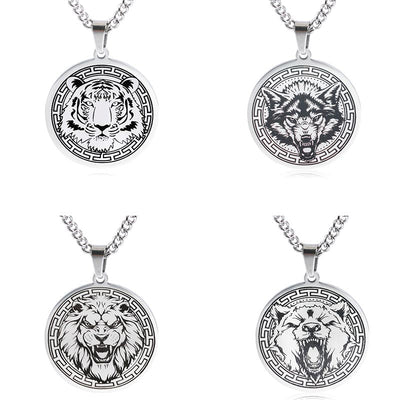 Buddha Stones Animal Titanium Steel Chain Necklace Protection Pendant Necklaces & Pendants BS 15