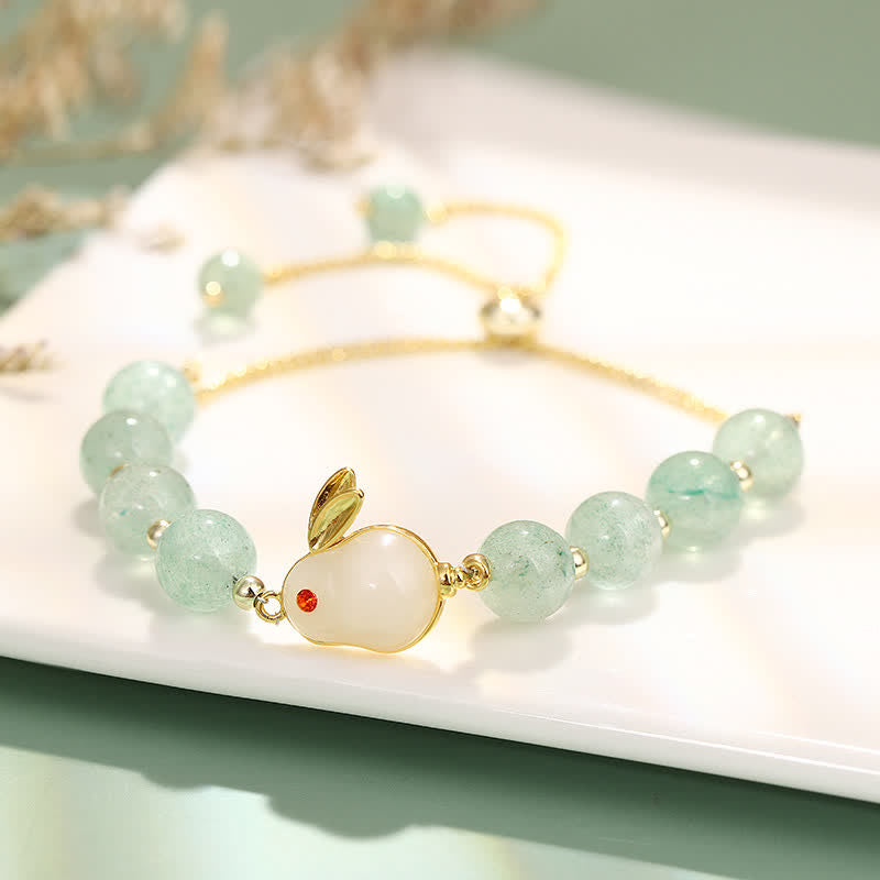 Foviel Year of the Rabbit Natural Green Aventurine Luck Bead Bracelet