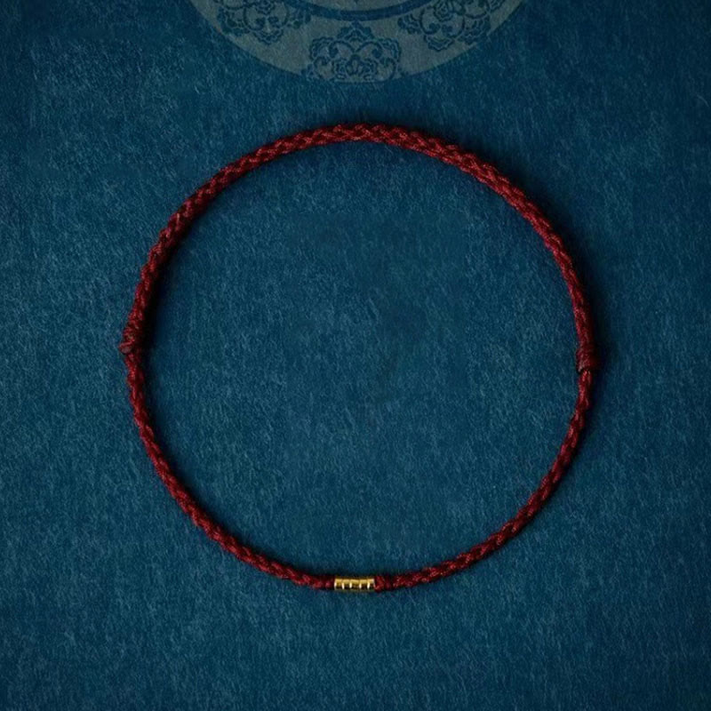Bracelet ou chevillère Foviel en argent sterling 925 avec perle dorée porte-bonheur sur cordon tressé