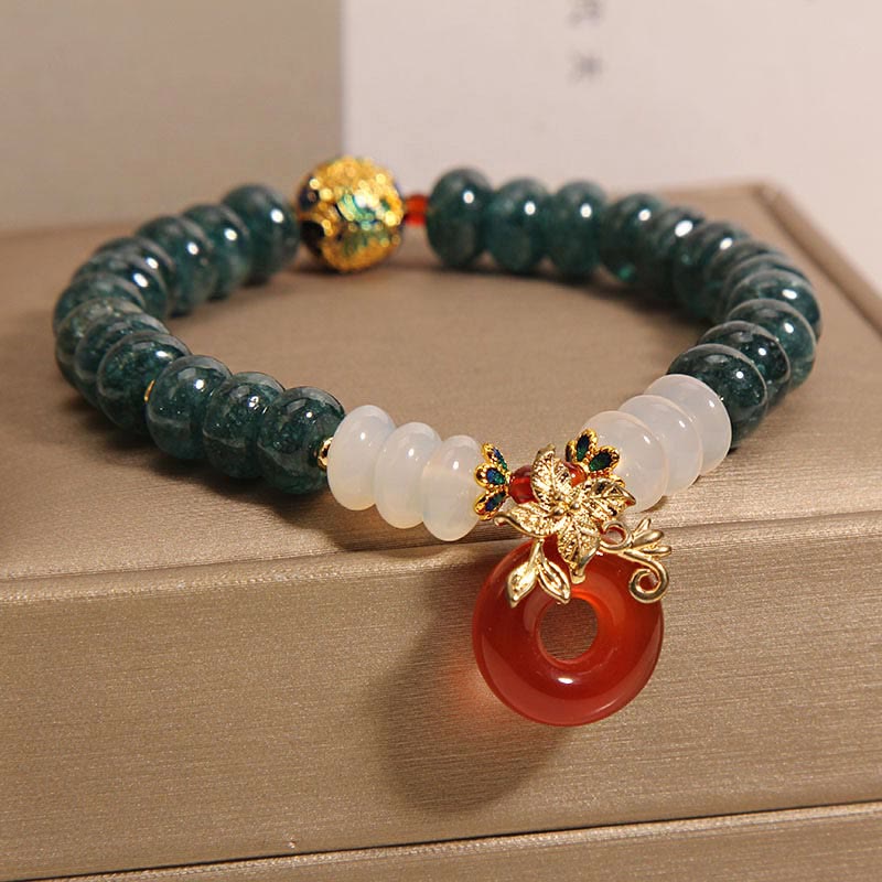Buddha Stones Jade White Agate Red Agate Peace Buckle Abacus Beads Luck Bracelet Bracelet BS 1