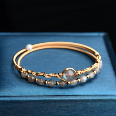 Buddha Stones Moonstone Healing Love Bracelet Bangle Bracelet Bangle BS 3