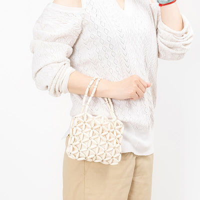 Buddha Stones Hand-woven Mini Wooden Beads Handbag Handbags BS 8