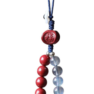 Buddha Stones Natural Moonstone Cinnabar Calm Positive Phone Decoration Decorations BS 11