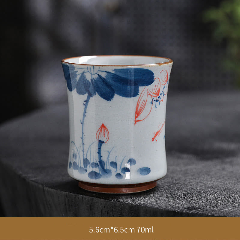 Buddha Stones Lotus Flower Leaf Bamboo Ceramic Teacup Kung Fu Tea Cups Cup BS Lotus 5.6cm*6.5cm*70ml
