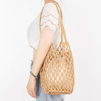 Buddha Stones Hand-woven Cotton Thread Shoulder Bag Handbags Shoulder Bag&Handbags BS 6