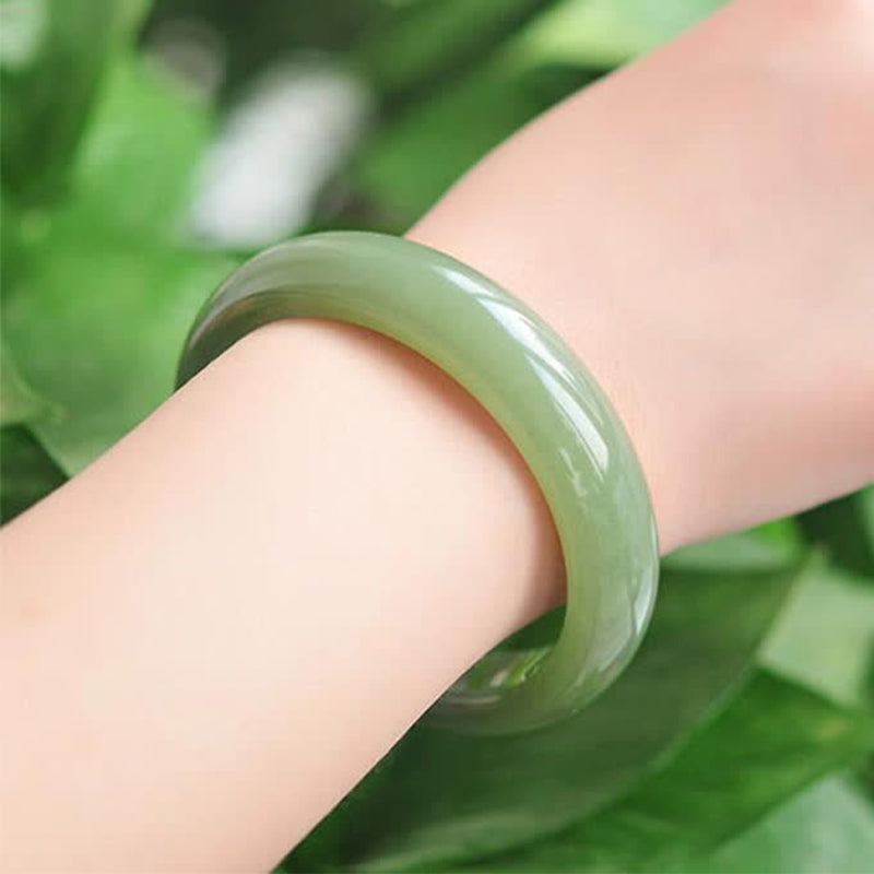 Buddha Stones Jade Abundance Blessing Bangle Bracelet Bracelet & Bangle BS 4