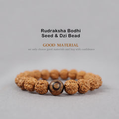 Buddhastoneshop Tibet Rudraksha Bodhi Seed Dzi Bead Amber Turquoise Wealth Bracelet