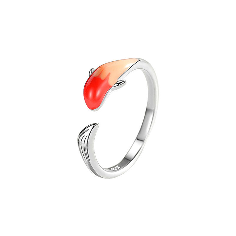 Buddha Stones Koi Fish Copper Balance Luck Adjustable Ring Rings BS 14