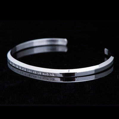 Foviel Six True Words Engraving Titanium Steel Blessing Protection Bracelet