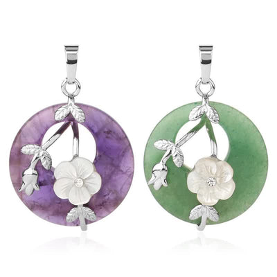 Buddha Stones Various Crystal Amethyst Green Aventurine Flower Healing Necklace Pendant Necklaces & Pendants BS main
