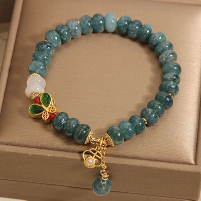 Buddha Stones Jade White Agate Butterfly Abacus Beads Abundance Bracelet Bracelet BS 4