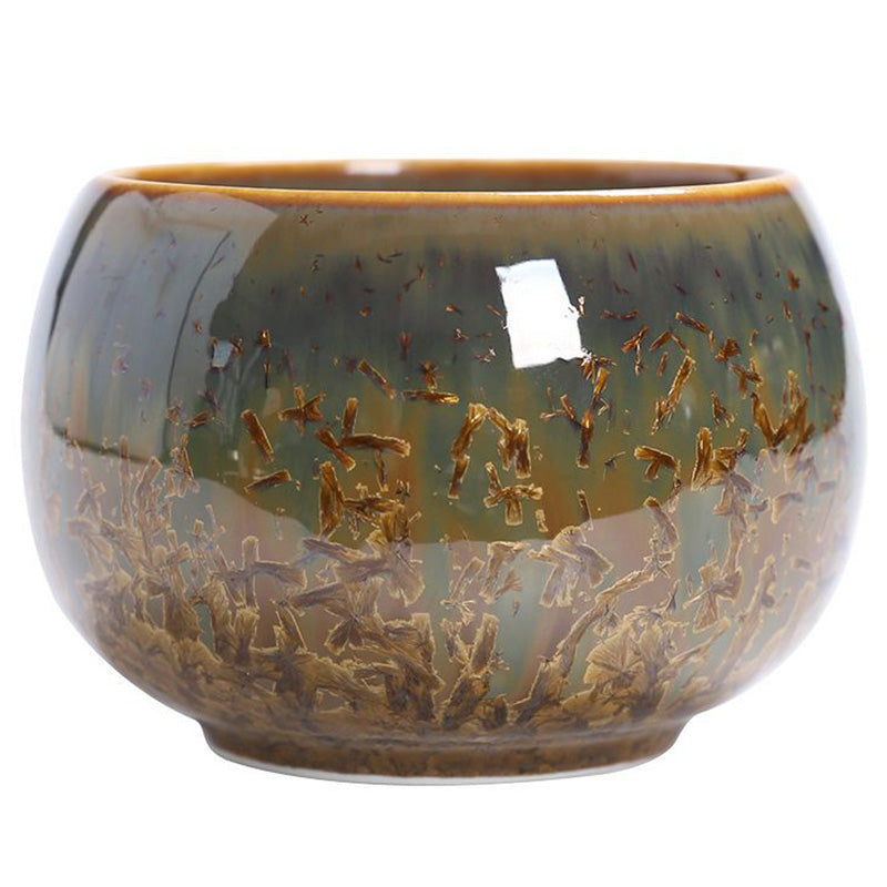 Buddha Stones Colorful Brown Ceramic Teacup Kung Fu Tea Cup Bowl Cup BS 3