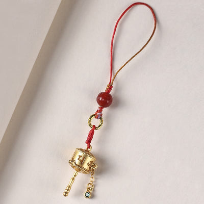 Buddha Stones Tibetan Om Mani Padme Hum Prayer Wheel Amulet Charm Protection Phone Hanging Decoration Phone Hanging Decoration BS 7