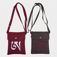 Buddha Stones Handmade OM Mantra Embroidered Spiritual Mind Practice Cotton Crossbody Bag Shoulder Bag Cellphone Bag Bag BS main