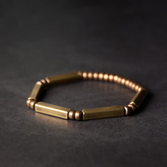 Buddha Stones Tibetan Simple Design Copper Wealth Luck Bracelet Bangle Bracelet Bangle BS 18cm