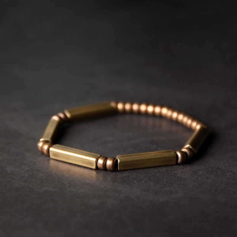 Buddha Stones Tibetan Simple Design Copper Wealth Luck Bracelet Bangle Bracelet Bangle BS 18cm