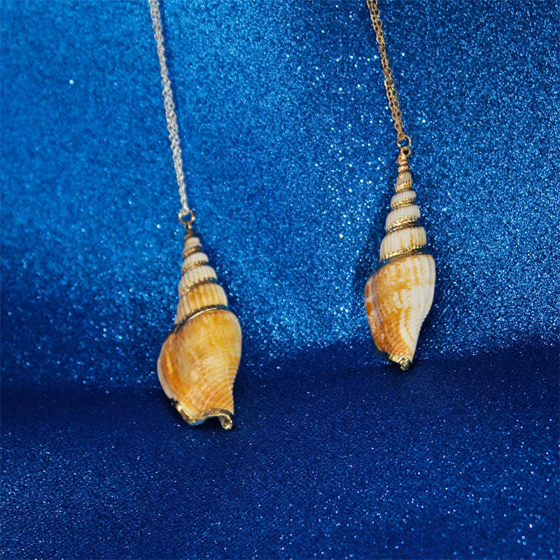 Buddha Stones Natural Shankha Conch Shell Seashell Lucky Necklace Pendant Necklaces & Pendants BS 16