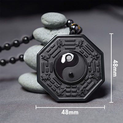 Collier pendentif Yin Yang en obsidienne noire Foviel