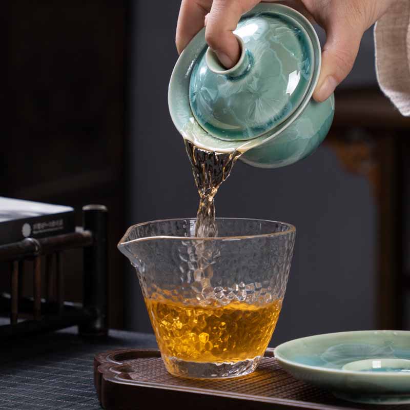 Buddha Stones Traditional Glaze Ceramic Gaiwan Sancai Teacup Kung Fu Tea Cup And Saucer With Lid 180ml Cup BS 9