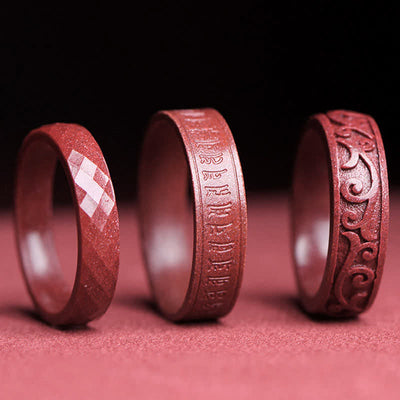 Buddha Stones Cinnabar Om Mani Padme Hum Auspicious Clouds Blessing Ring Ring BS 10